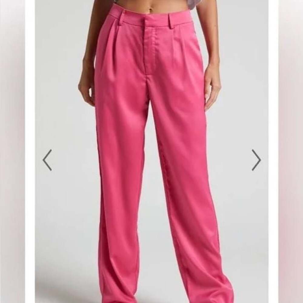 Elegant Pink Women's Pants-Show Po- Jannie High Waisted Tailored Pants